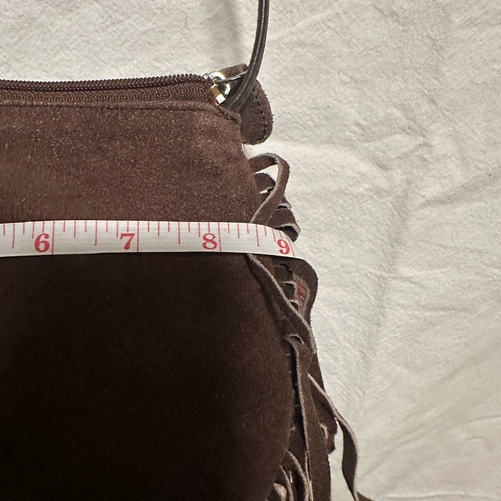 Brown Suede Fringe Shoulder Bag - Picture 2 of 5